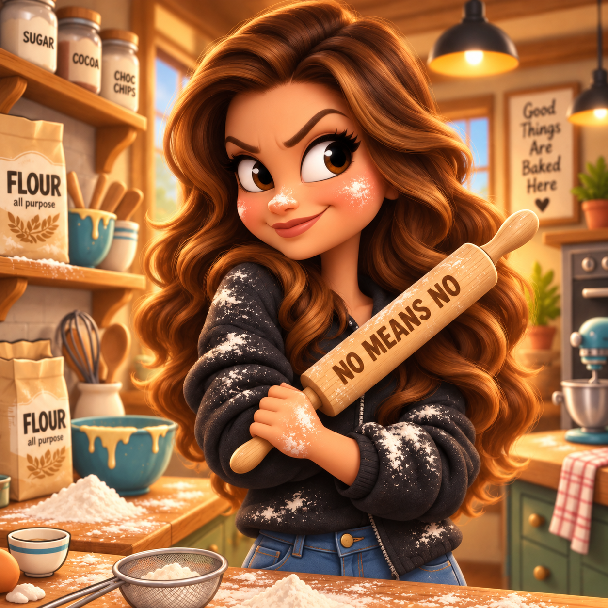Illustration of Eleftheria baking