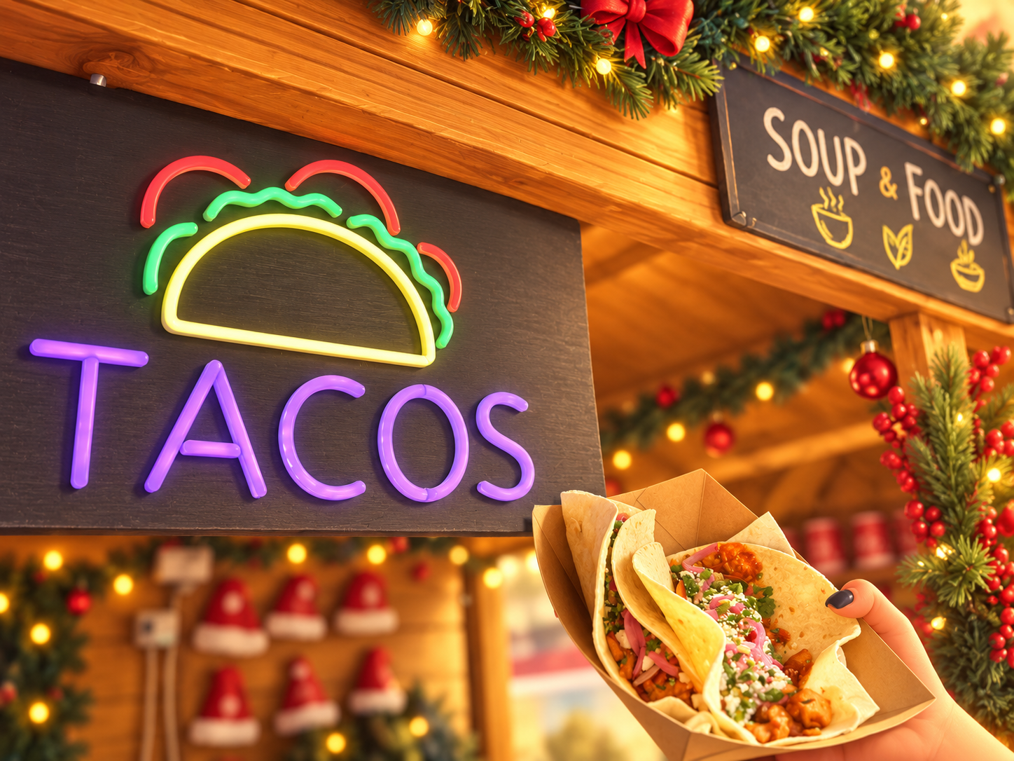 Stylized illustration of Soup and Food at Agros Christmas Village
