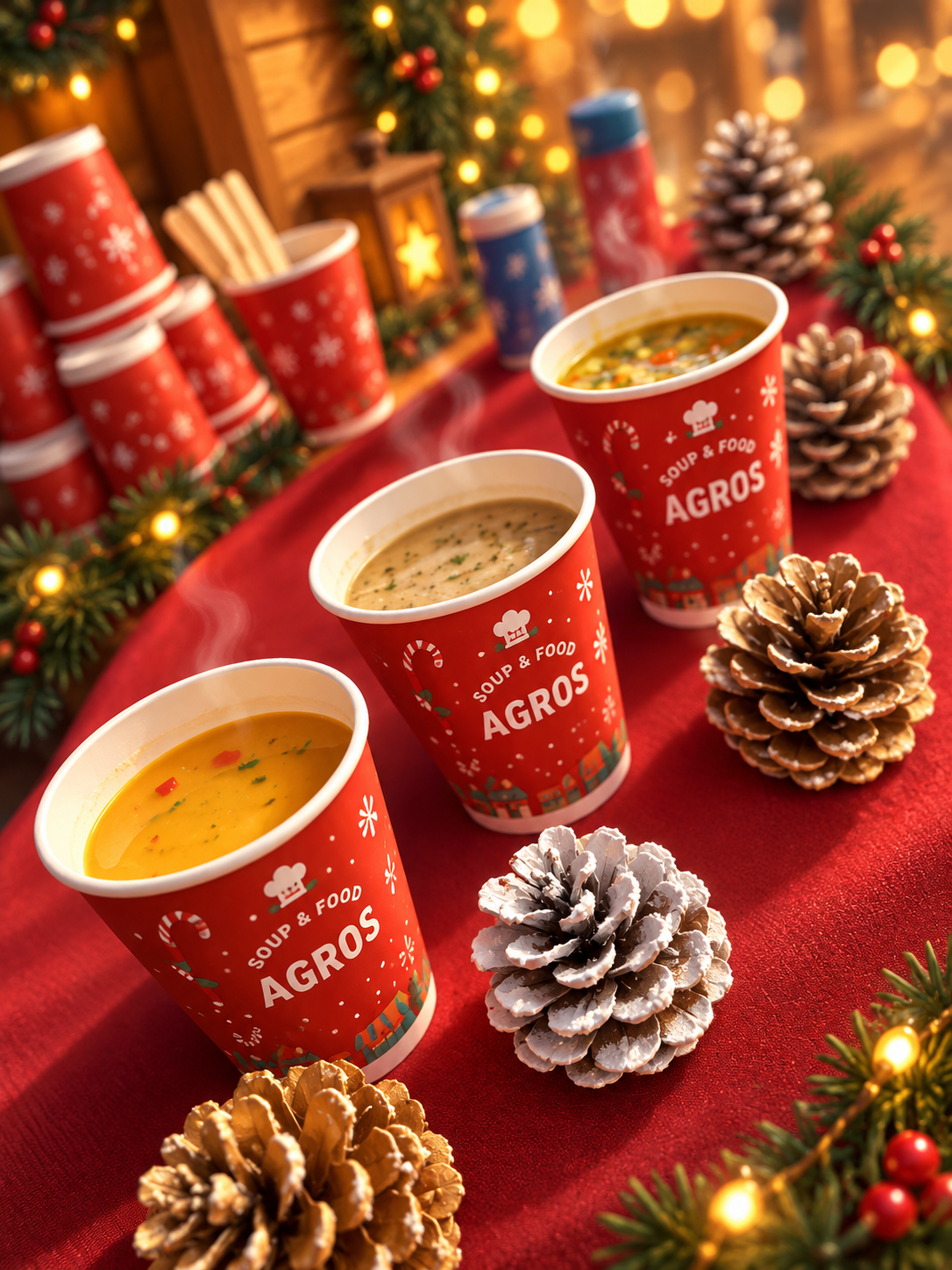 Stylized illustration of Soup and Food at Agros Christmas Village