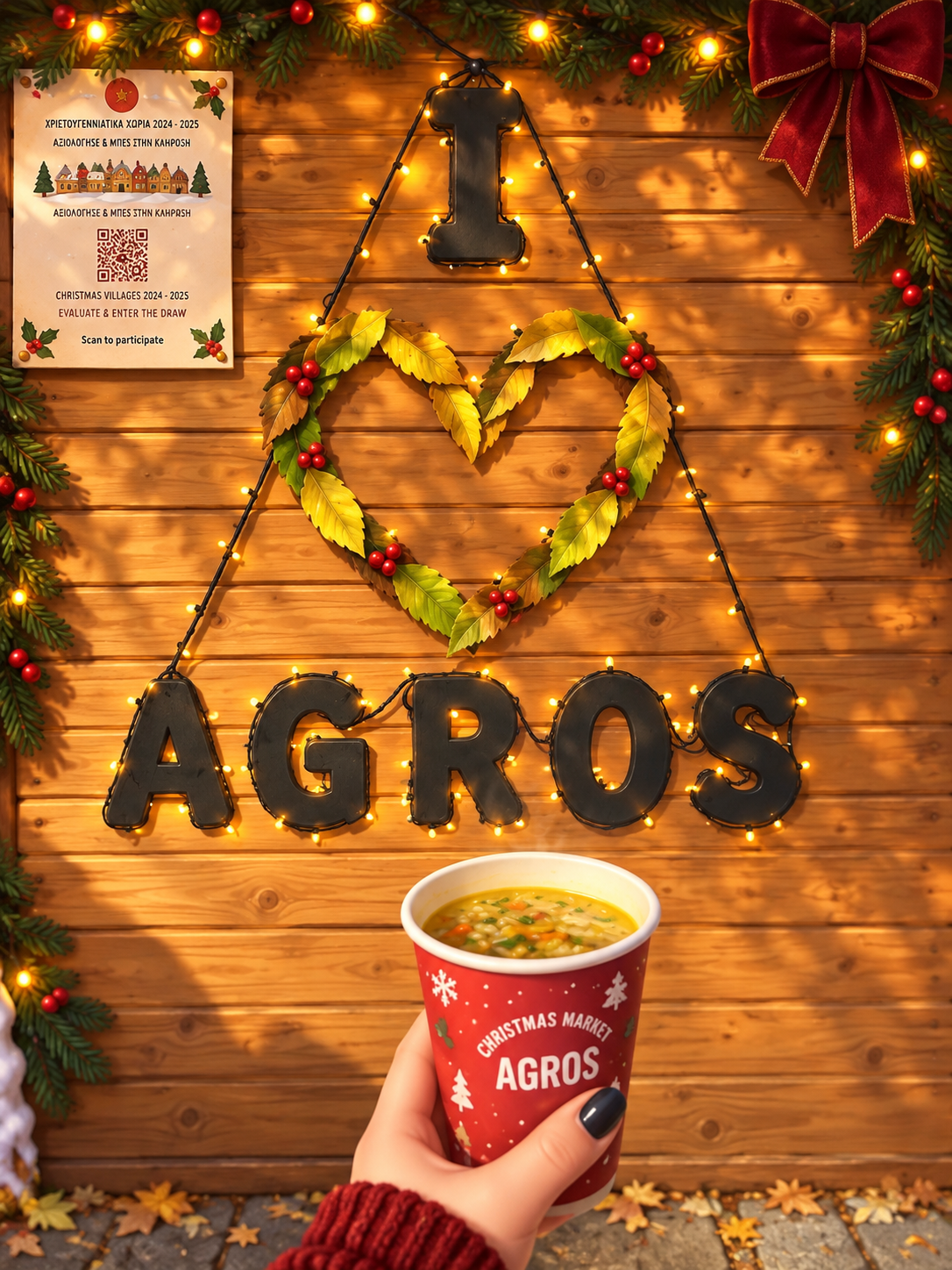 Stylized illustration of Soup and Food at Agros Christmas Village
